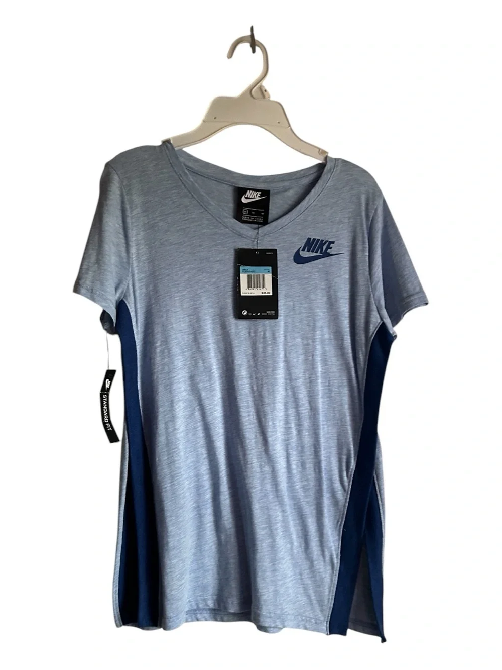 Nike Girls Size M Light Blue & Navy Short Sleeve Tee